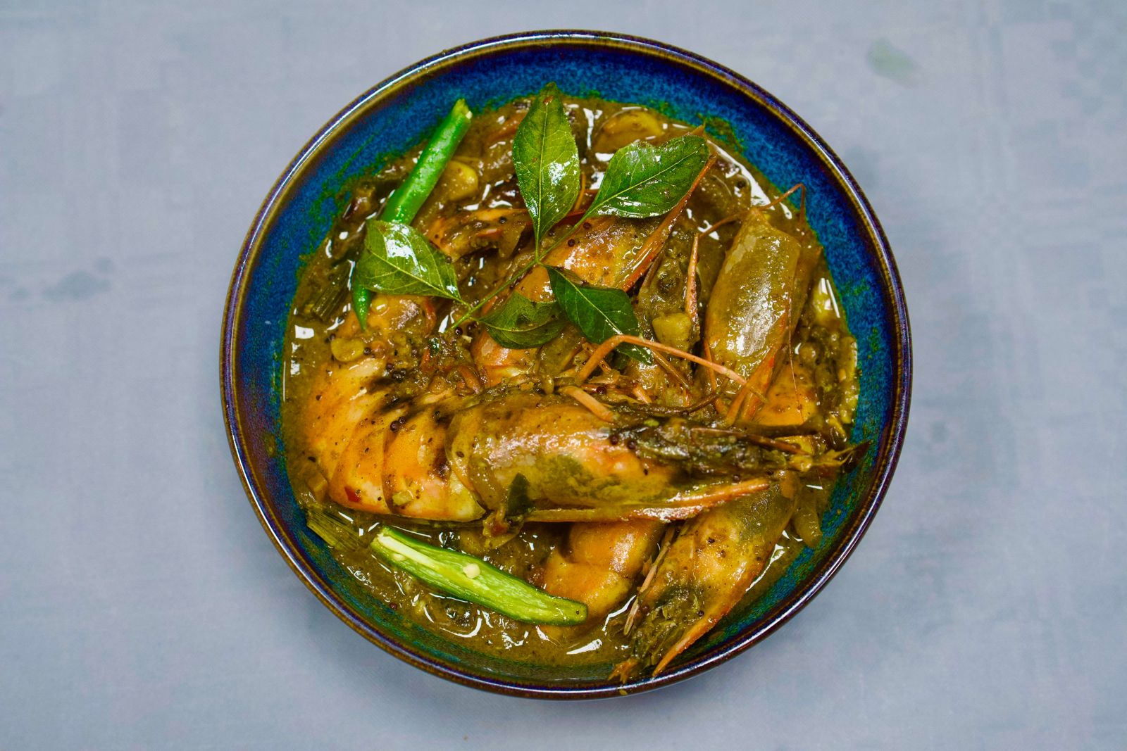 Prawn curry in the kitchen